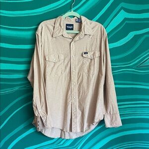 Wrangler Men's Casual Button Down in Light Brown